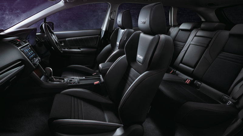 The interior of the new Subaru Levorg STI Sport Black Selection.